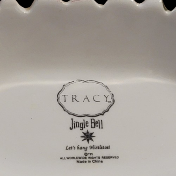 TRACY JINGLE BELL Decorative Ceramic Star Dish Star of David lets hang mistletoe - Picture 4 of 4